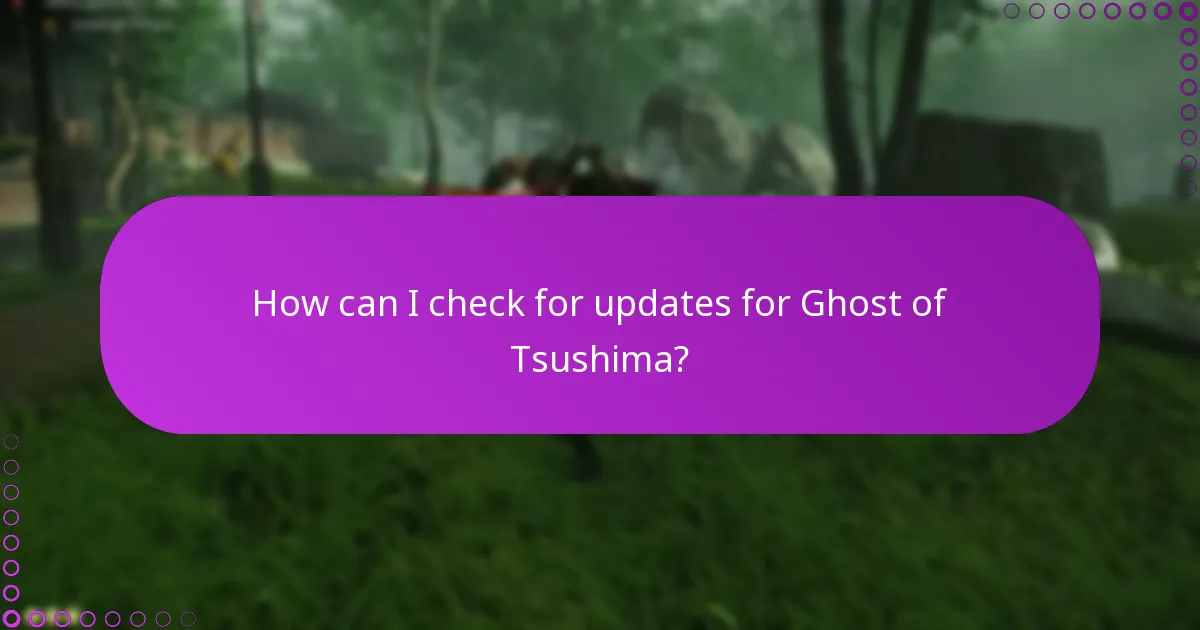 How can I check for updates for Ghost of Tsushima?
